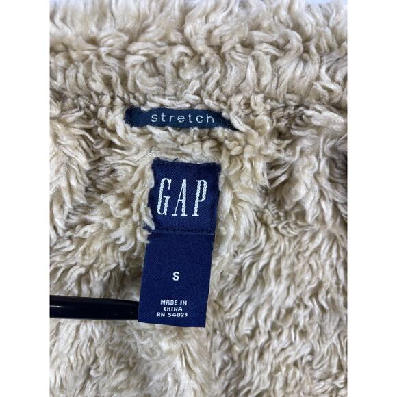 GAP Women’s Small Sherpa Lined Corduroy Jacket Ivory Button Front Stretch - Picture 6 of 11